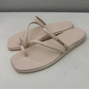 Crocs Miami Toe Loop Sandals Slip On Comfort Shoes Off White Size 8